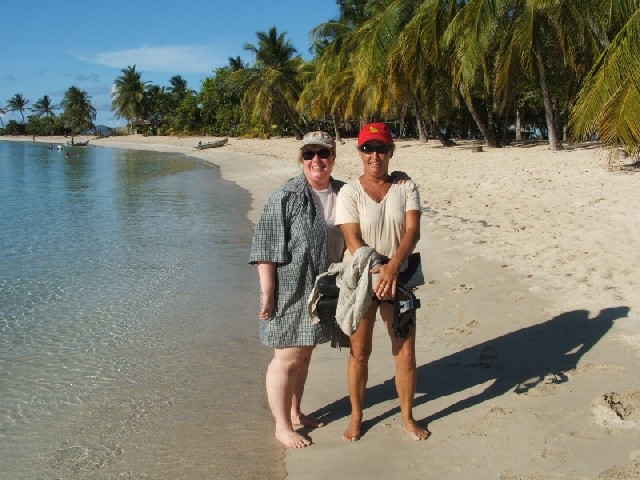 Christine & Kim at Salt Whistle Bay, Mayreau Island.