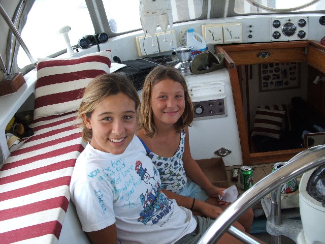 Kinsey and Isabel off the yacht Aleluya from Alaska.
