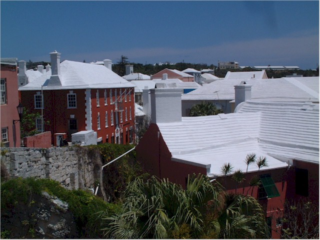 All the houses have white roofs - except the Governor