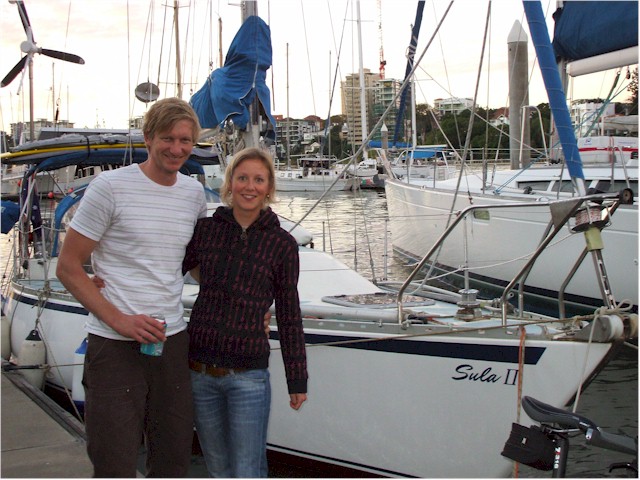 James and Adelle with Sula II ready to go cruising for the first time ...
