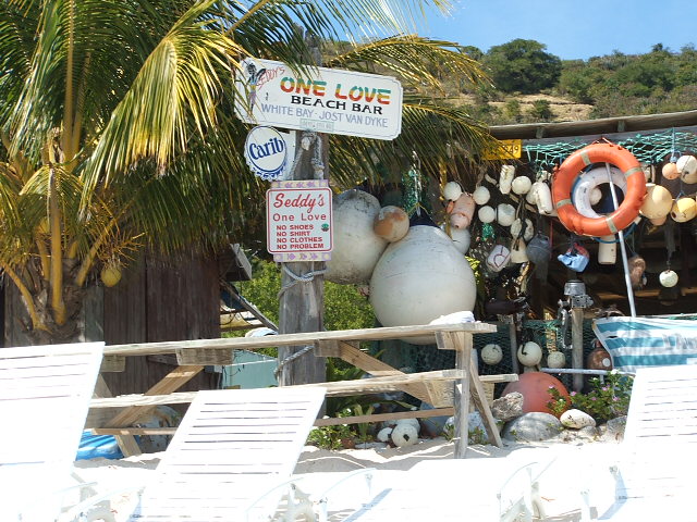 ... and the famous "Soggy Dollar" bar - so named as one has to wade ashore to reach the beach.
