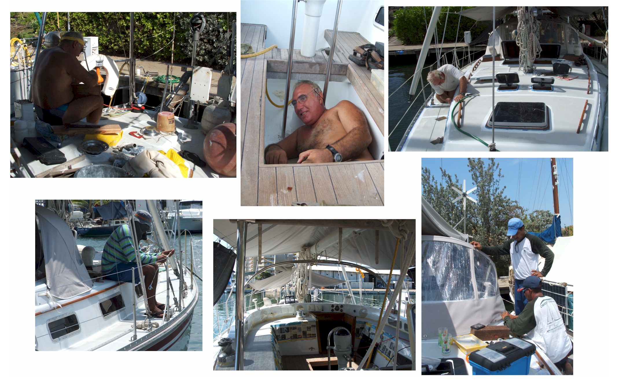 We spent 3 hot and sticky months painting the topsides - and having a new canvas bimini made...
