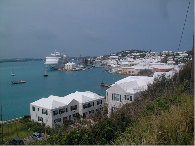 The beautiful harbour - including a cruise ship dominating the town.