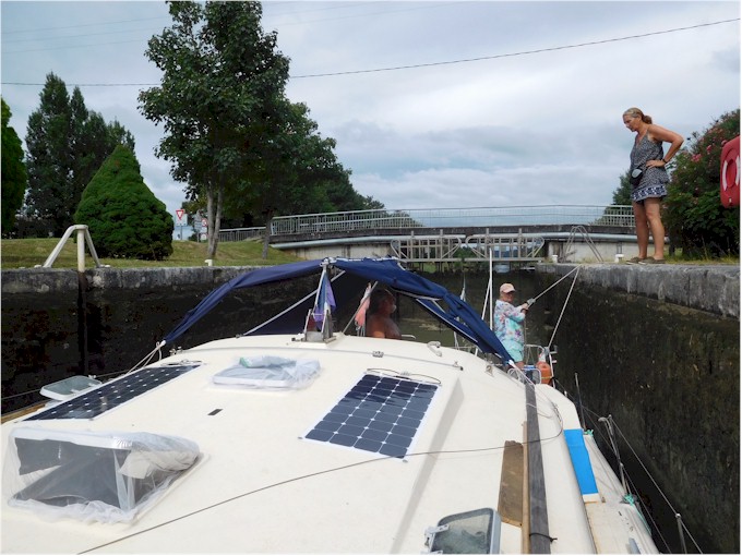 Learning about the locks on the Canal du Garonne.