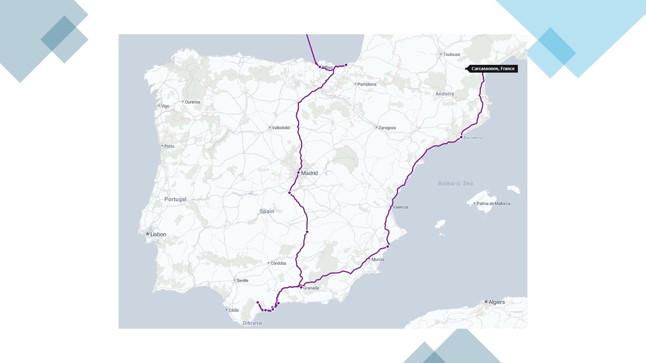 chart barcelona to carcassonne