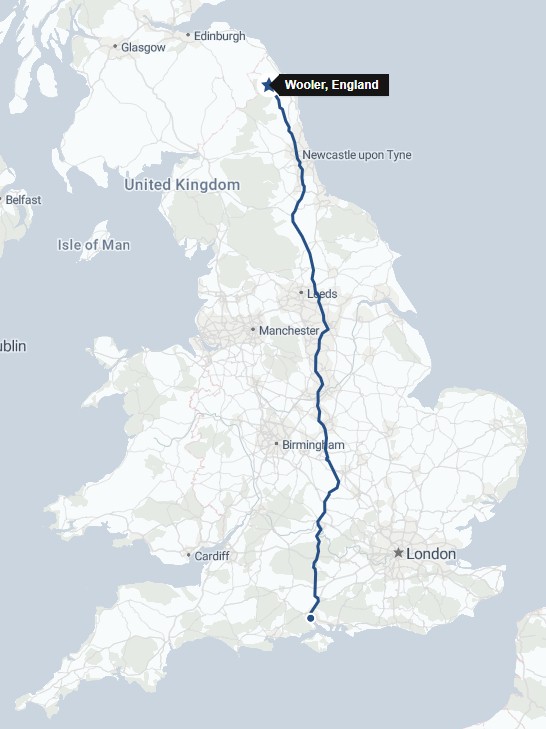 chart southampton to northumberland