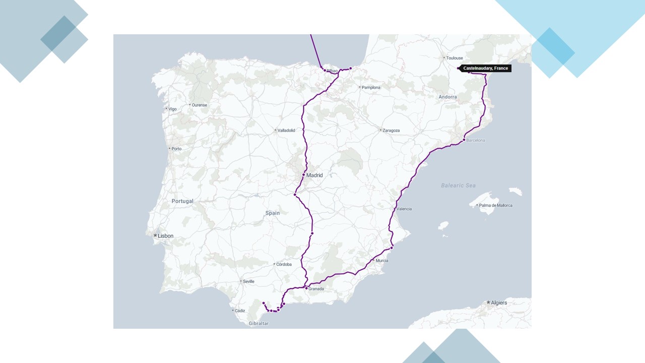 chart from carcassonne to castelnaudary