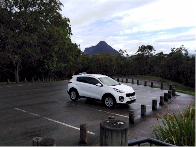 The Glasshouse Mountains are about a 30 minute drive inland (that