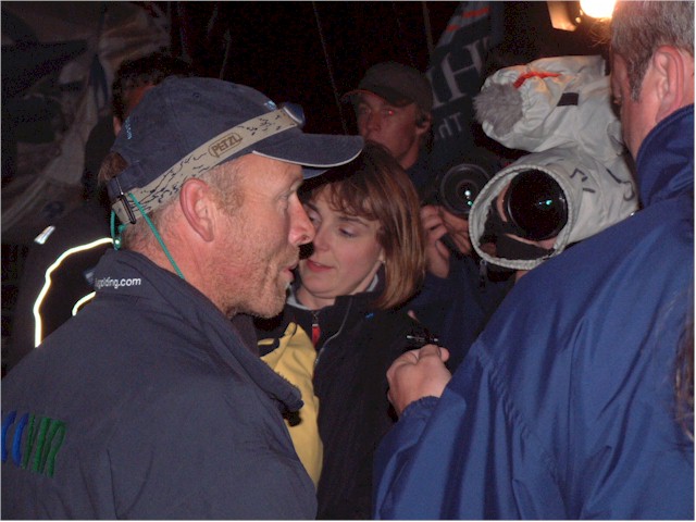 Mike Golding wins the Transat (single-handed trans-Atlantic yacht race)...