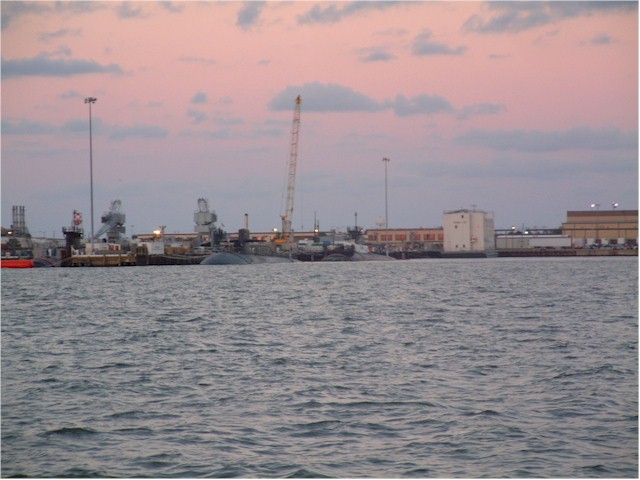 Sailing past Hampton Roads, Norfolk - home of the US Navy.
