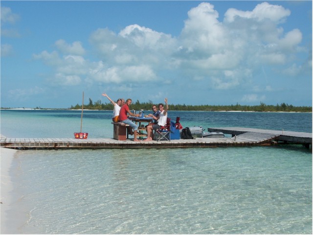 Setting up for Christmas Day Dinner ashore at Cayo Largo.