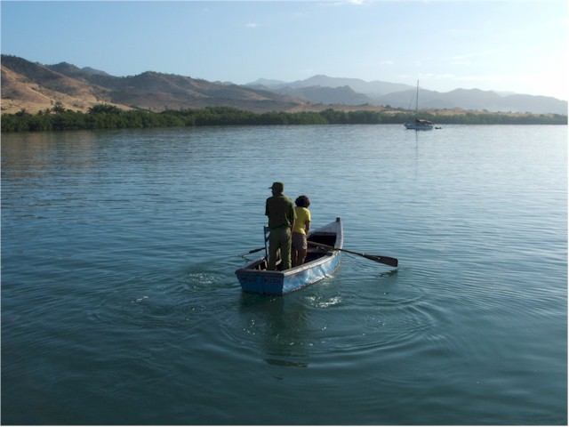 The Guardia Frontera often visited Poco Andante courtesy of a local rowing boat.
