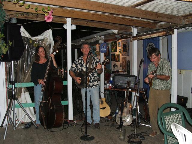 "Skinny Legs Bar and Grill" has great music, simple food and good wifi!
