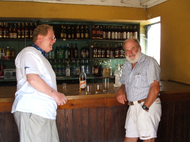 Dennis Taylor and Mike Rose (of Tot Club fame) on the Bolans Post Office "rum run"...

