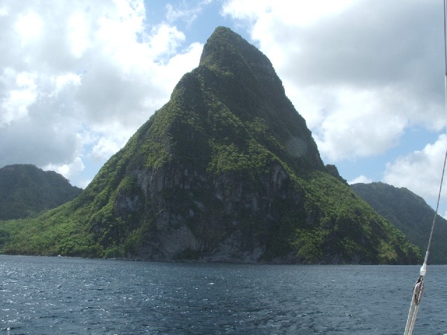 The huge 'Pitons' on the west coast of St Lucia...
