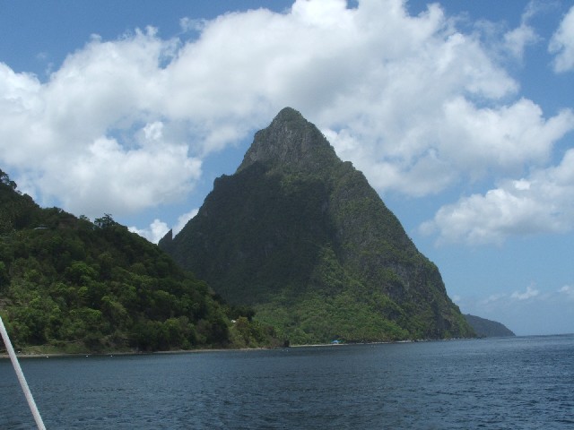 The huge 'Pitons' on the west coast of St Lucia...
