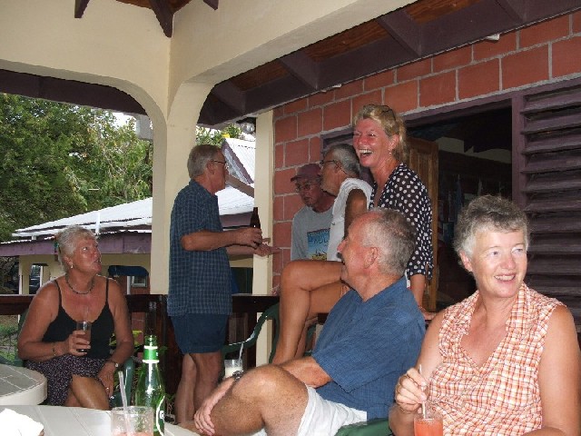Enjoying a social time at the Yacht Club...
