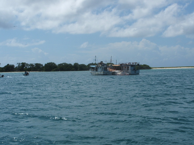 A local boat being rescued.
