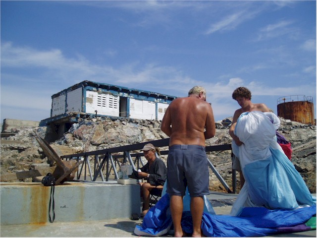 ...we stop to make repairs to the gennaker.

