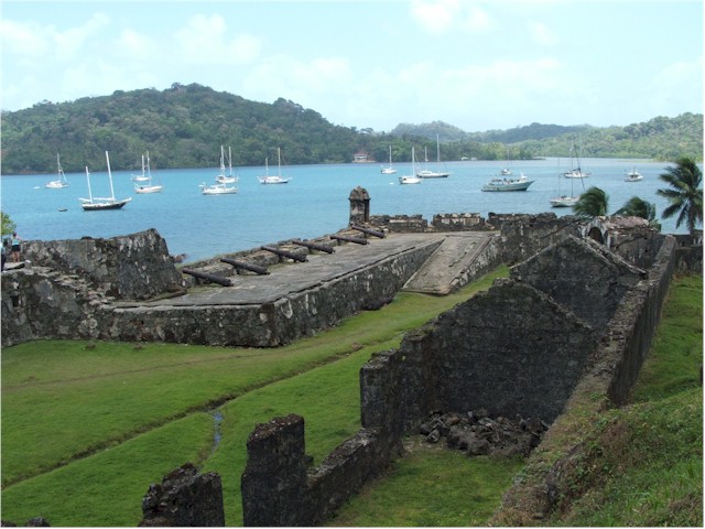 We arrive at Portobelo on mainland Panama - with its deep natural harbour.

