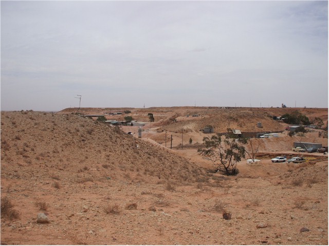 ... and the homes dug underground from the old opal mines.
