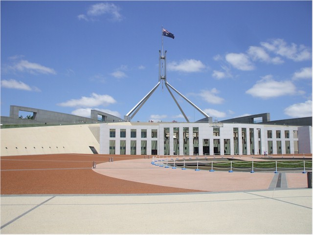 
And the new Parliament building - built under a hill.