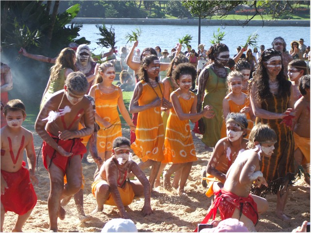 An aboriginal performance as part of the Australia Day celebrations.