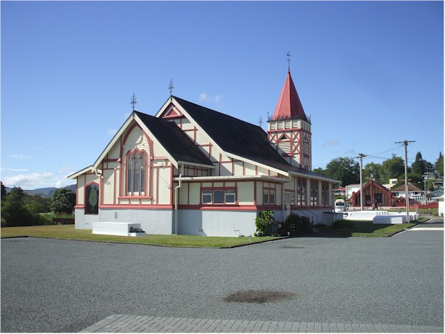 St Faith's Anglican Church - notice the graves have to be aboveground due to the thermal activity!