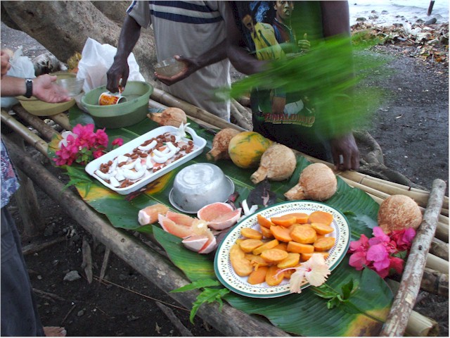 Kinsey, an unmarried male about 30 years old, prepared this spread to go with the kava drink.

