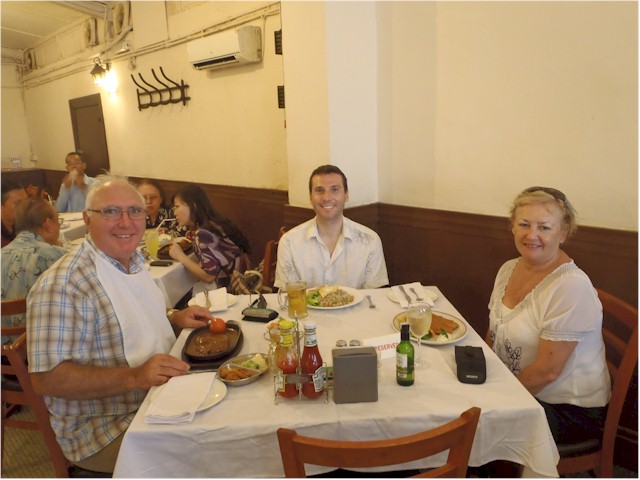 We met up with Rob at the 'stuck-in-time' Coliseum Café where Keith tucked into their legendary sizzling steak - complete with bib!
