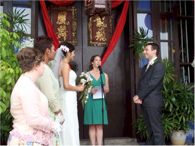 Emily acts as celebrant to take their vows - and does a fine job...
