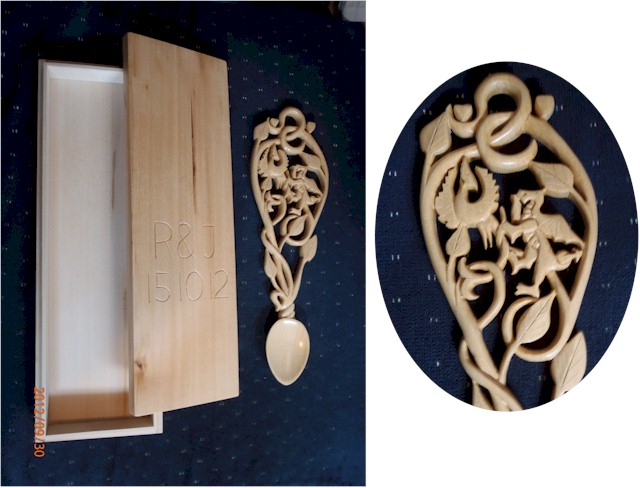 ... and get to give them the Welsh Love Spoon with Chinese Phoenix and Welsh Dragon we commissioned for the occasion.
