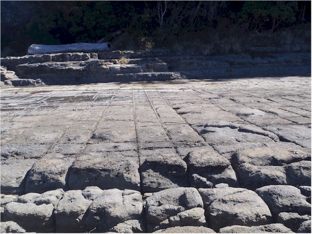 At ground level, the pavement is so regular it looks man-made.
