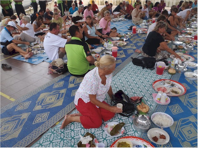 The lavish meal was served on floor mats, as per local custom...