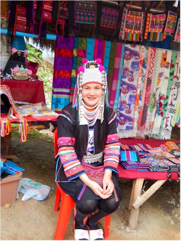 The ladies sell woven and embroidered scarves which they make themselves.
