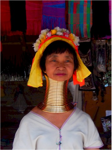 The 'long neck' tribes take pride in the number of gold rings they wear...
