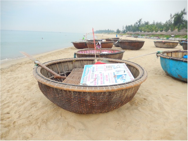 We cycled out to the South China Sea and they had these coracles.
