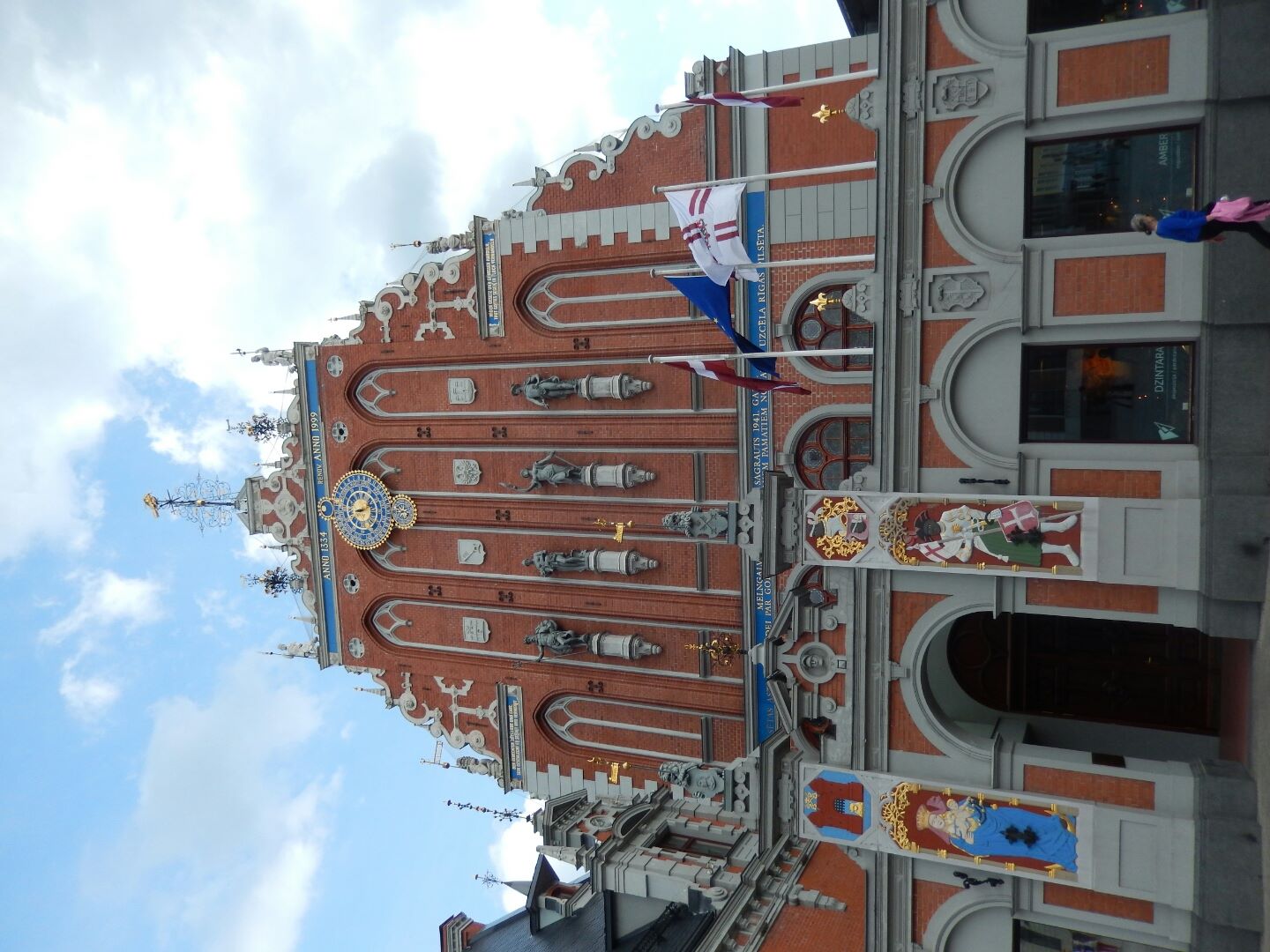 The colourful house of the Blackheads, Riga - the original building was erected during the first third of the 14th century for the Brotherhood of Blackheads, a guild for unmarried German merchants in Riga.