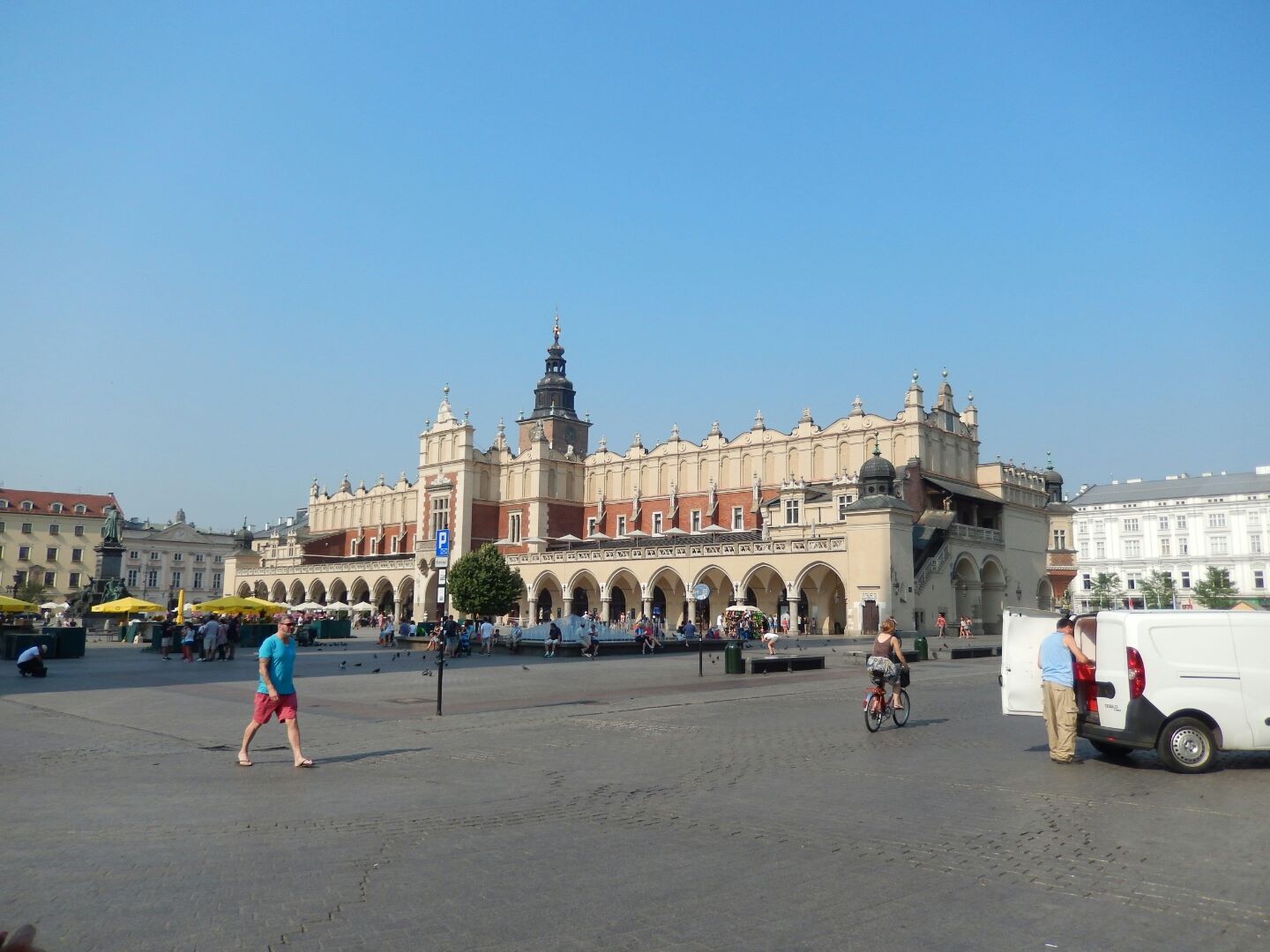 City hall tower and Cloth Hall in the main square of Krakow.
