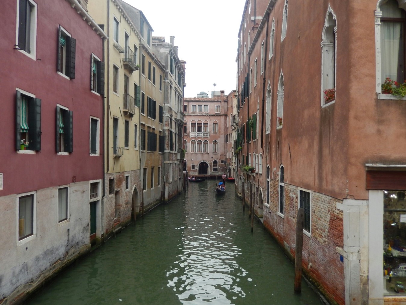 A succession of gondolas taking in the quieter canals.