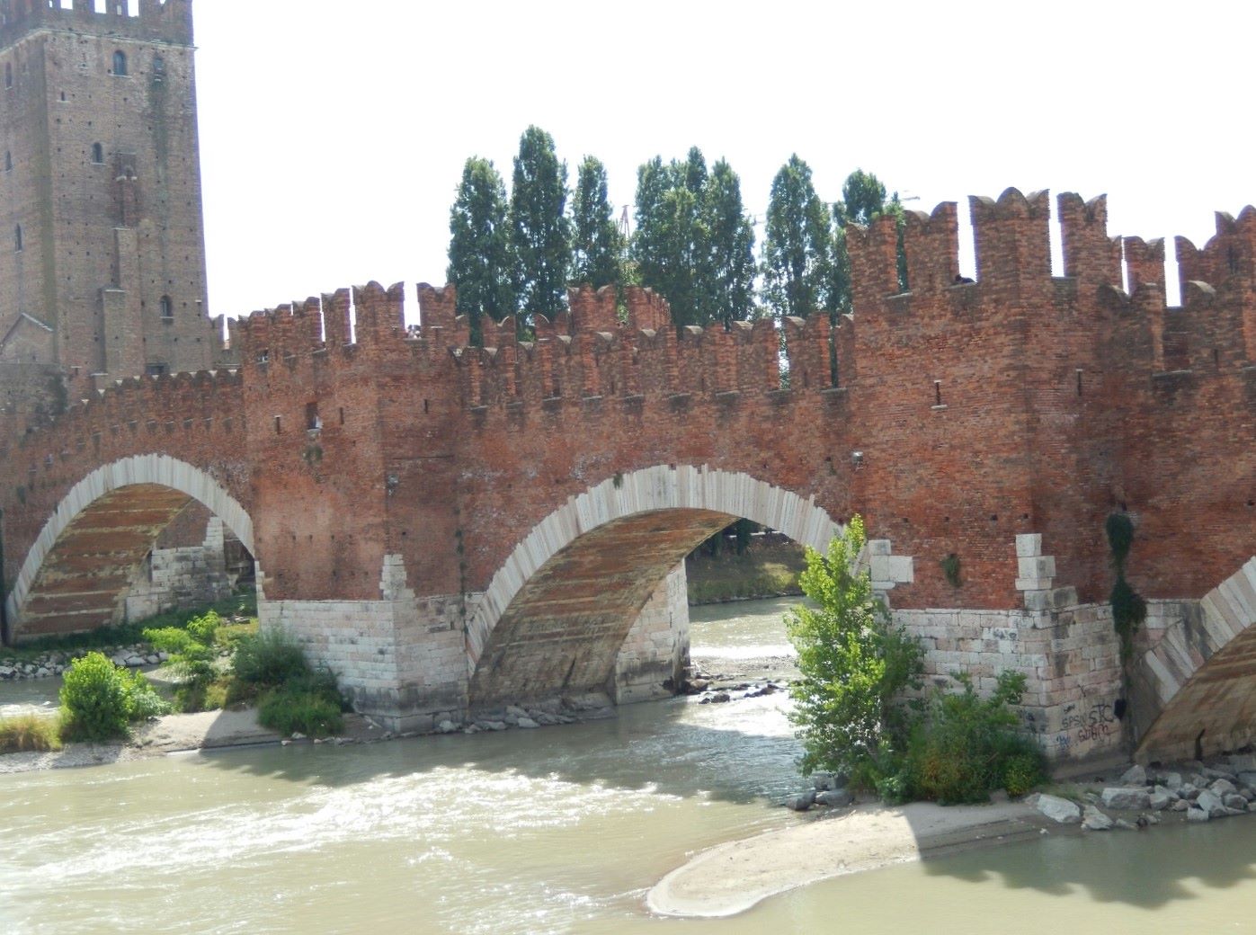 Castel Vecchio Bridge - a fortified bridge over the River Adige, Verona.
