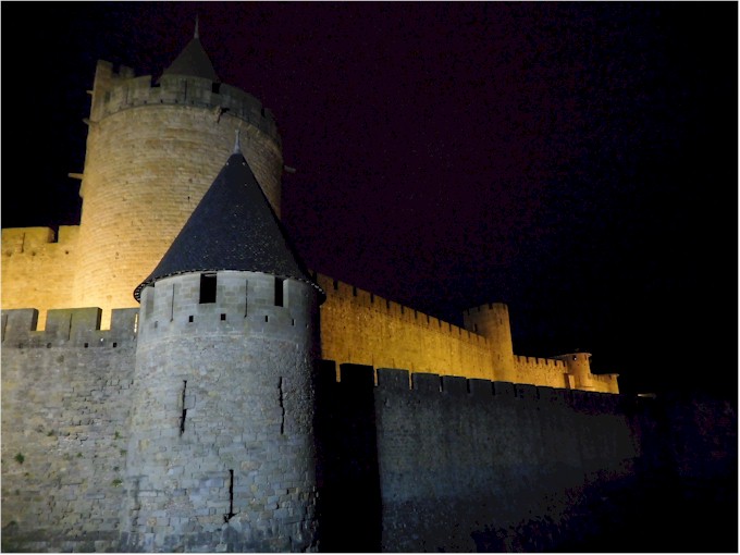 The old city walls are beautifully spot lit at night...