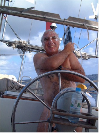 Warm enough to have a shower in the cockpit!

